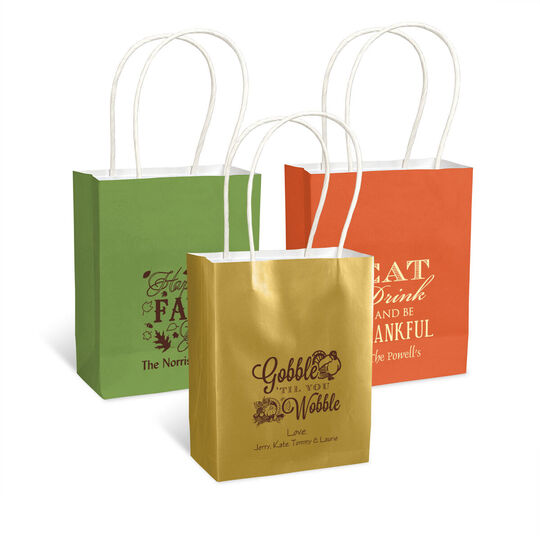 Personalized Mini Twisted Handled Bags for Thanksgiving
